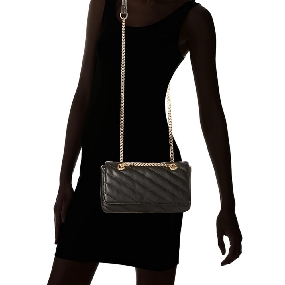The Drop Elegant Black Quilted Chain Shoulder Bag one size NWT..